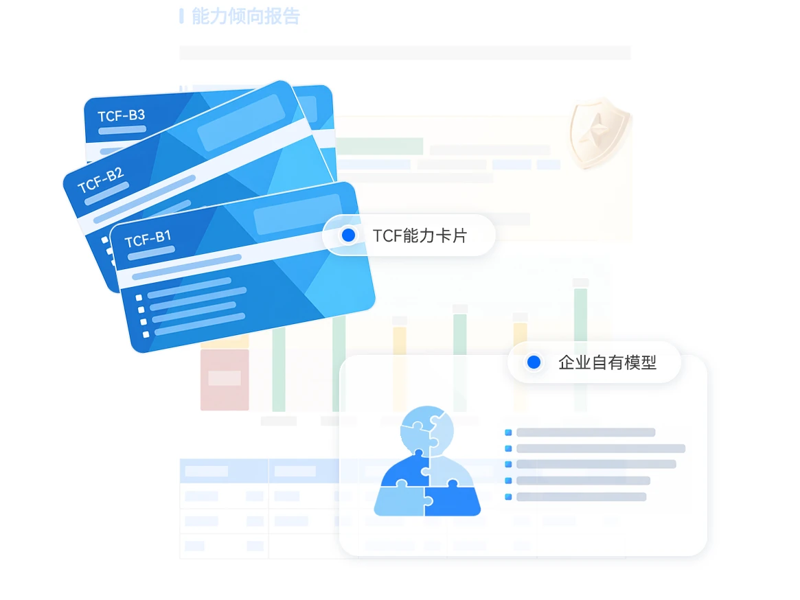 TCF 能力库挑选组合或对接企业自有能力模型,灵活定制报告维度